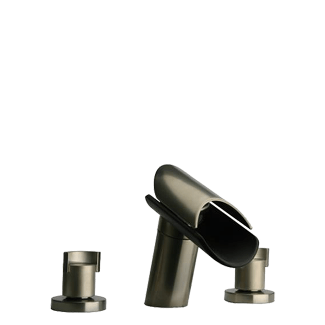 Latoscana 73PW214LZ LaToscana 73PW214LZ MORGANA Widespread Waterfall Style Lavatory Faucet with Wenge Spout in Brushed Nickel