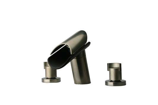 Latoscana 73PW214LZ LaToscana 73PW214LZ MORGANA Widespread Waterfall Style Lavatory Faucet with Wenge Spout in Brushed Nickel