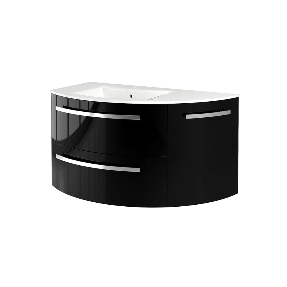 Latoscana AM38OPT1B Latoscana Ameno 38" Vanity with Left Rounded Cabinet in Black AM38OPT1B