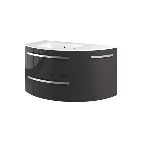 Latoscana AM38OPT1T Latoscana Ameno 38 Vanity with Left Rounded Cabinet in Slate AM38OPT1T