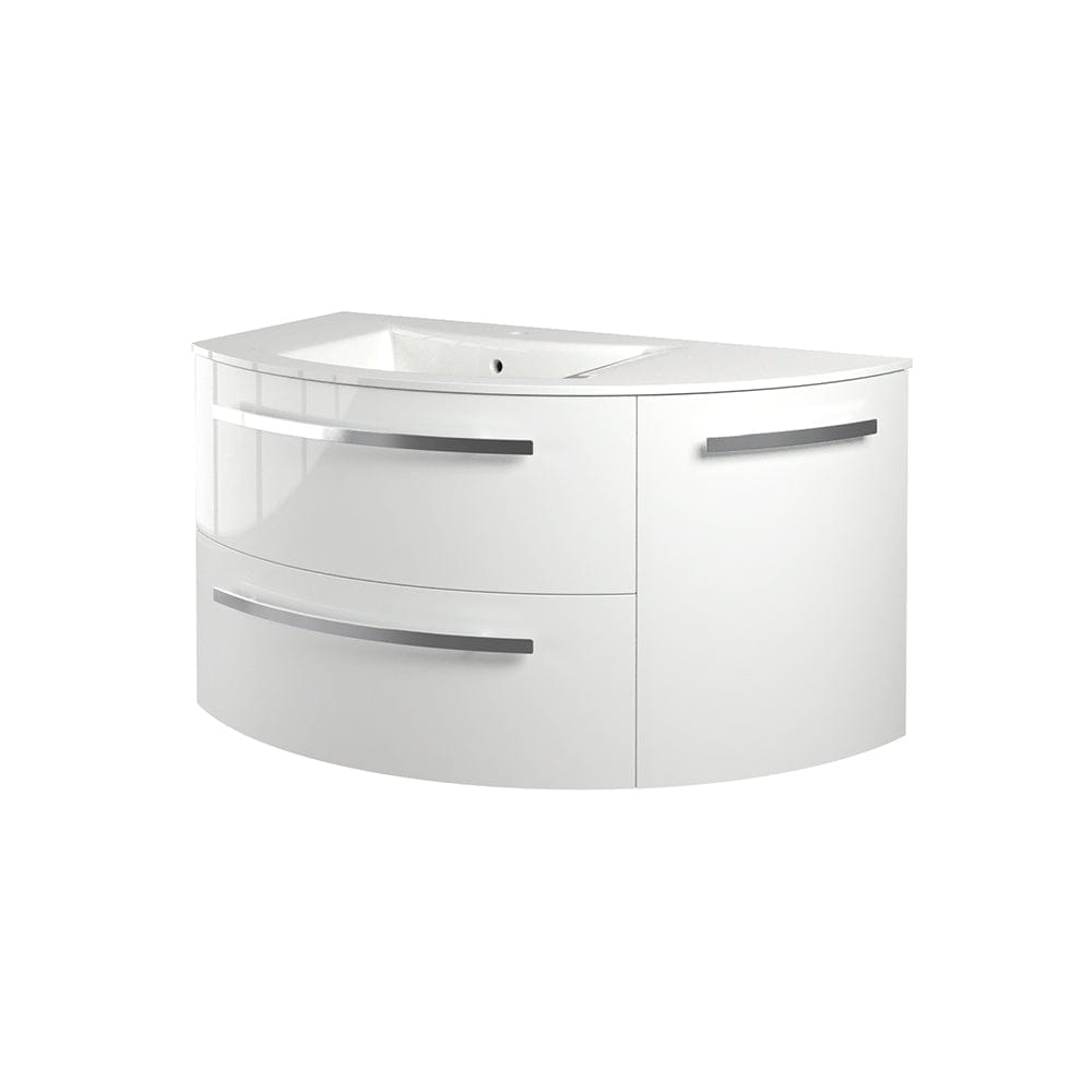 Latoscana AM38OPT1W Latoscana Ameno 38" Vanity with Left Rounded Cabinet in White AM38OPT1W