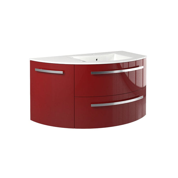 Latoscana AM38OPT2R Latoscana Ameno 38 Vanity with Right Rounded Cabinet in Red AM38OPT2R