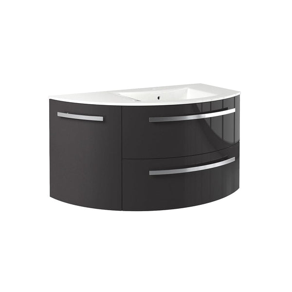 Latoscana AM38OPT2T Latoscana Ameno 38 Vanity with Right Rounded Cabinet in Slate AM38OPT2T