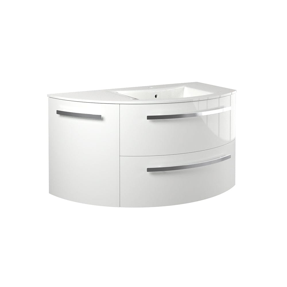 Latoscana AM38OPT2W Latoscana Ameno 38" Vanity with Right Rounded Cabinet in White AM38OPT2W