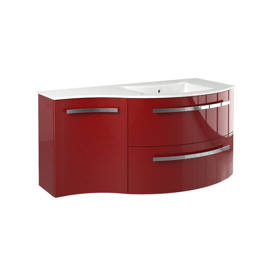 Latoscana AM43OPT2R Latoscana Ameno 43" Vanity with Right Concave Cabinet in Red AM43OPT2R