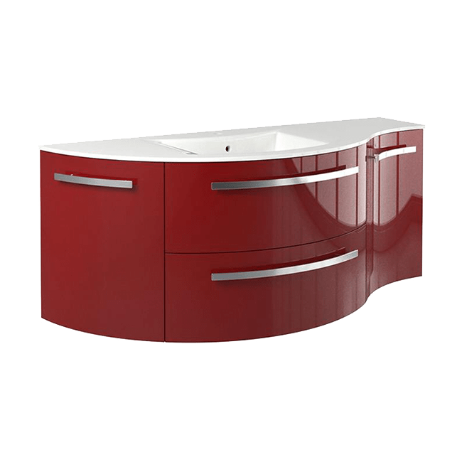 Latoscana AM52LR Latoscana Ameno 52" Vanity with Left Round and Right Concave Cabinet in Red AM52LR