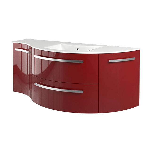 Latoscana AM52RR Latoscana Ameno 52" Vanity with Left Concave and Right Rounded Cabinet in Red AM52RR