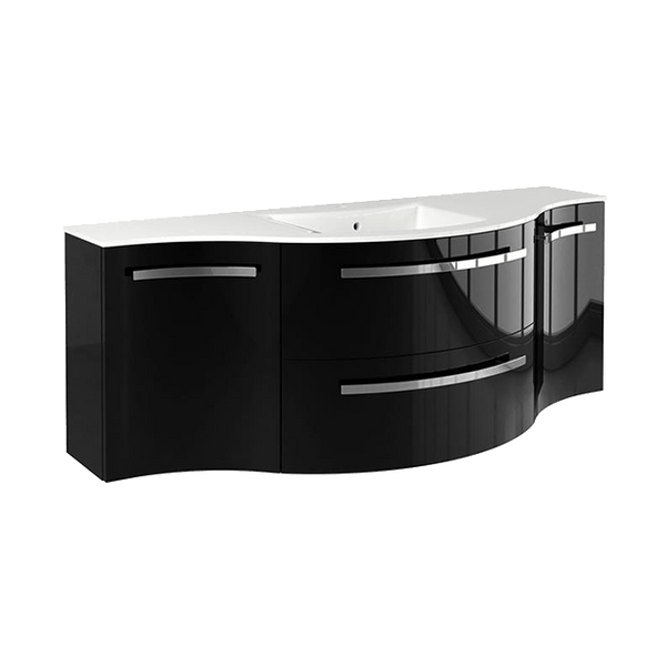 Latoscana AM57B Latoscana Ameno 57 Vanity with Left and Right Concave Cabinets in Black AM57B