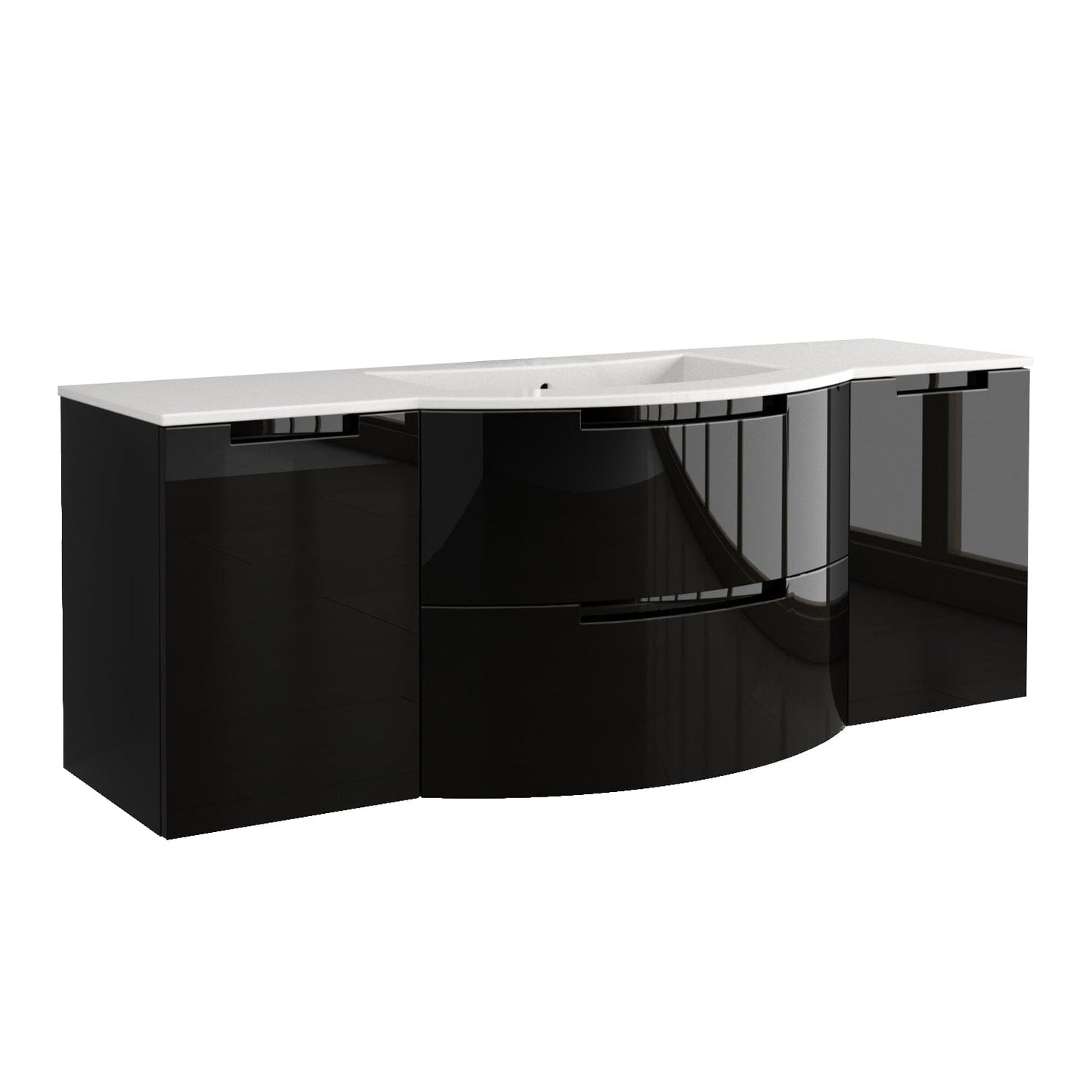 Latoscana OA57OPT4B Latoscana Oasi 57" Vanity with Both Side Cabinets in Black OA57OPT4B