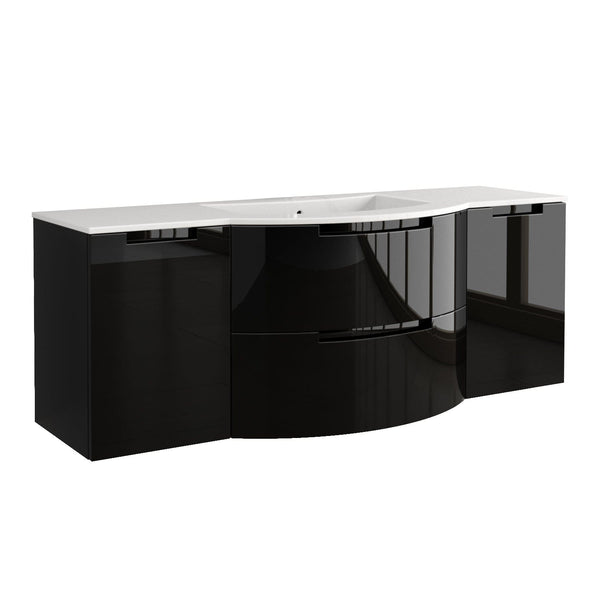 Latoscana OA57OPT4B Latoscana Oasi 57 Vanity with Both Side Cabinets in Black OA57OPT4B