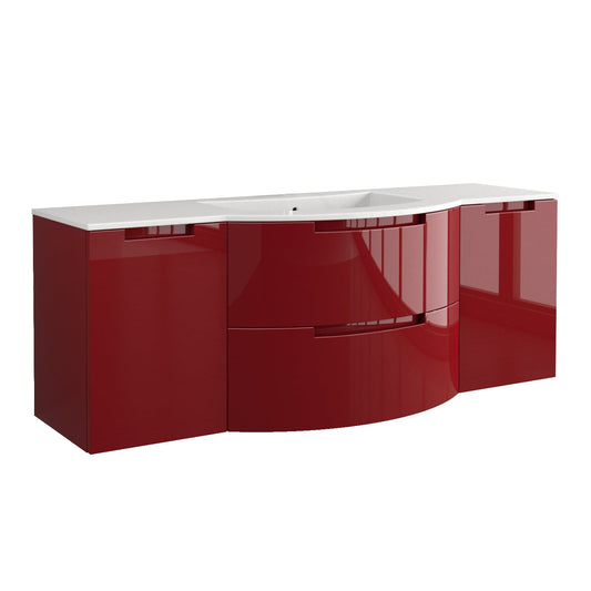 Latoscana OA57OPT4R Latoscana Oasi 57" Vanity with Both Side Cabinets in Red OA57OPT4R