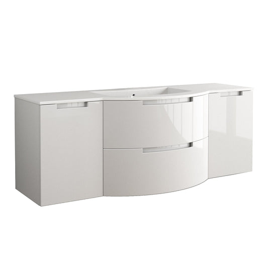 Latoscana OA57OPT4W Latoscana Oasi 57" Vanity with Both Side Cabinets in White OA57OPT4W