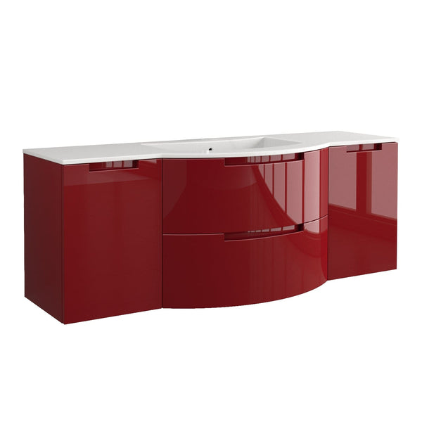 Latoscana OA67OPT4R Latoscana Oasi 67 Vanity with Both Side Cabinets in Red OA67OPT4R