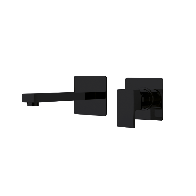 Latoscana QUBL208 LaToscana QUBL208 QUADRO Single-Lever Handle Wall-Mount Lavatory Faucet in Matte Black