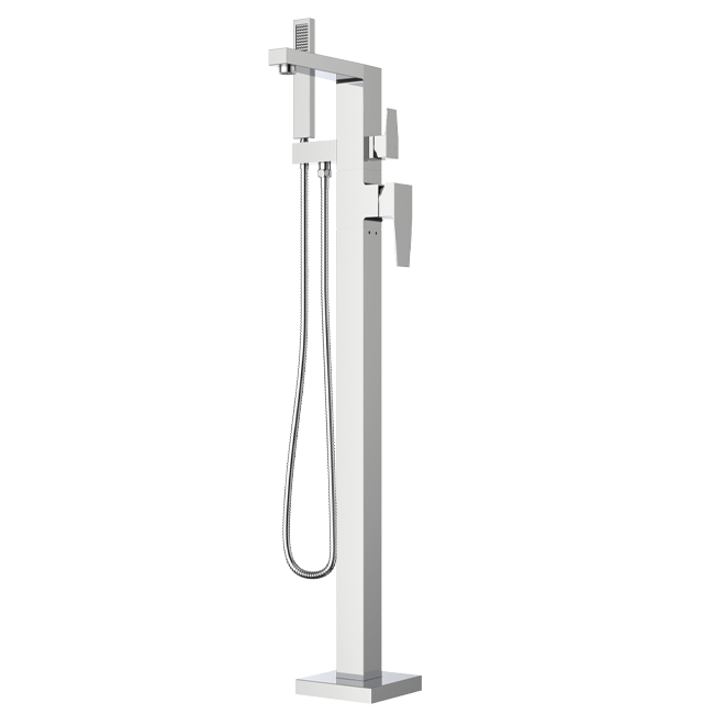 Latoscana QUCR136 LaToscana QUCR136 QUADRO Freestanding Floor Mounted Tub Filler in Polished Chrome