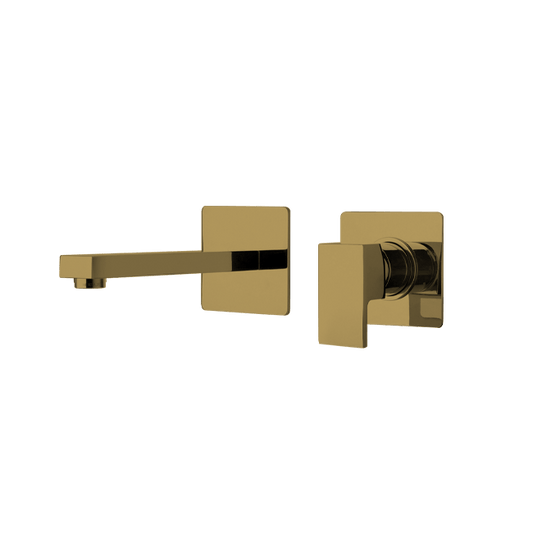 Latoscana QUOK208 LaToscana QUOK208 QUADRO Single-Lever Handle Wall-Mount Lavatory Faucet in Matte Gold