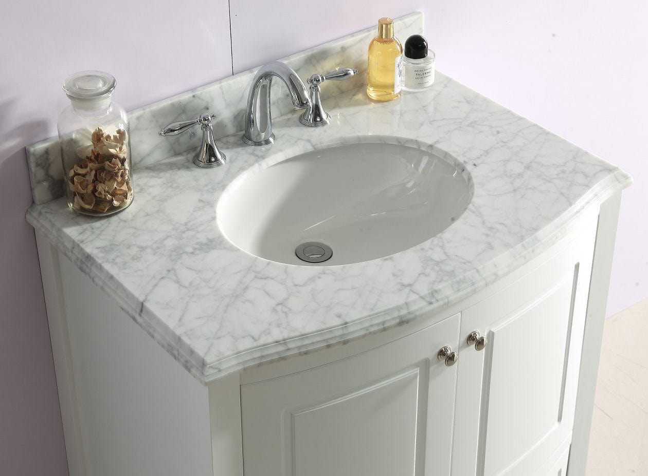 Laviva 3130709-32W-WC Laviva Estella 32" White Bathroom Vanity with White Carrara Marble Countertop 3130709-32W-WC