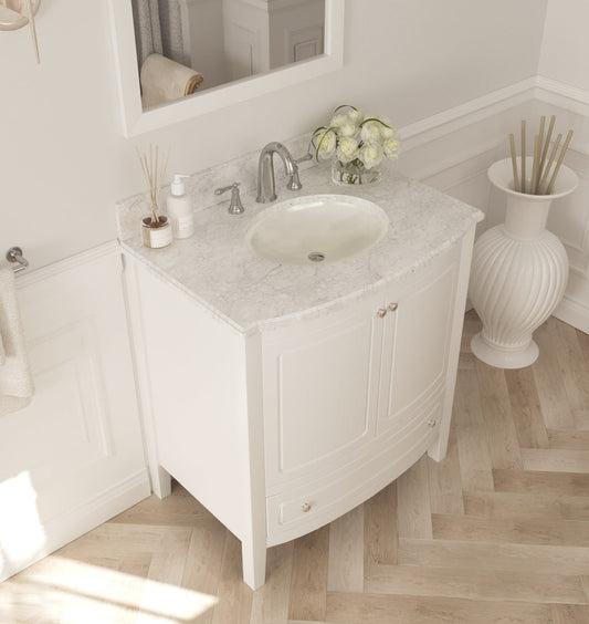 Laviva 3130709-32W-WC Laviva Estella 32" White Bathroom Vanity with White Carrara Marble Countertop 3130709-32W-WC