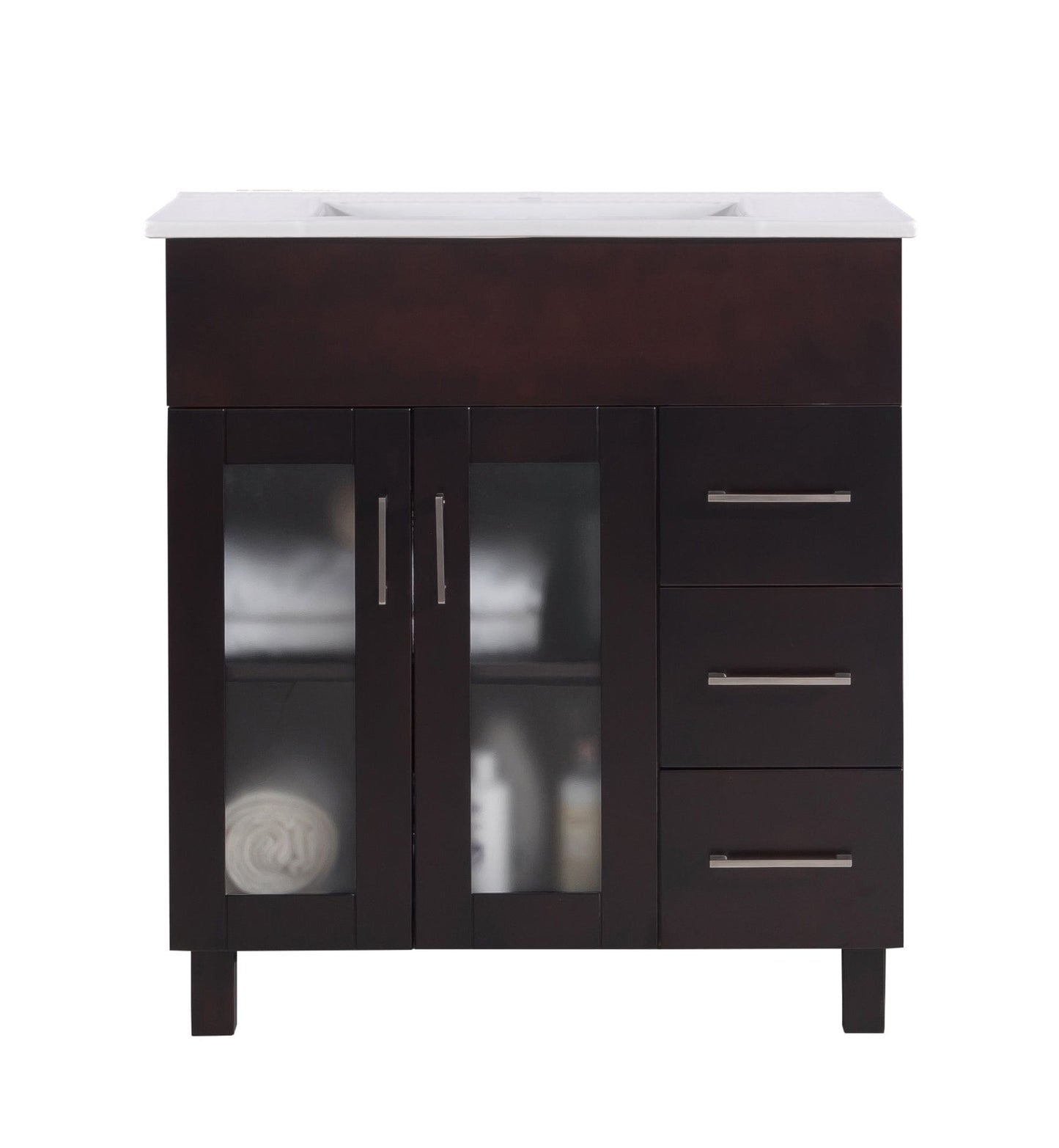 Laviva 31321529-32B-CB Laviva Nova 32" Brown Bathroom Vanity with White Ceramic Basin Countertop 31321529-32B-CB