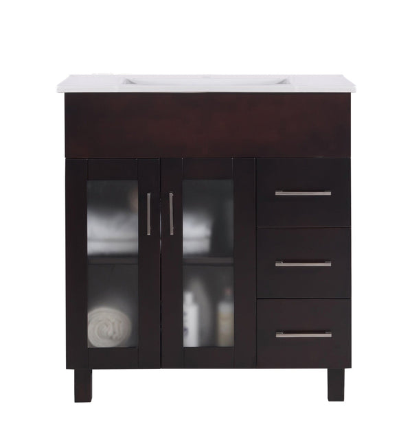 Laviva 31321529-32B-CB Laviva Nova 32 Brown Bathroom Vanity with White Ceramic Basin Countertop 31321529-32B-CB