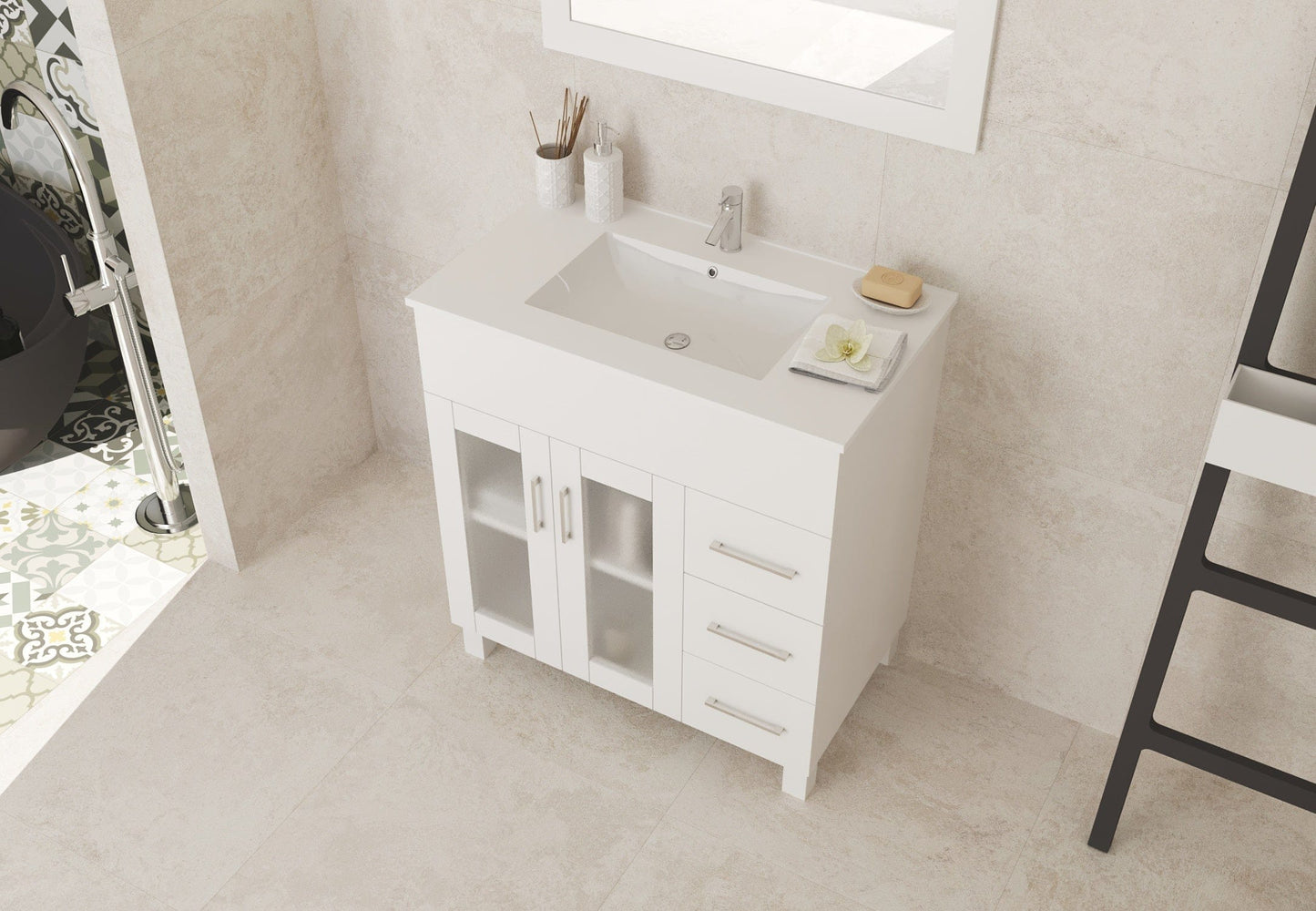 Laviva 31321529-32W-CB Laviva Nova 32" White Bathroom Vanity with White Ceramic Basin Countertop 31321529-32W-CB