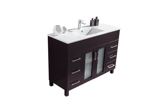 Laviva 31321529-48B-CB Laviva Nova 48" Brown Bathroom Vanity with White Ceramic Basin Countertop 31321529-48B-CB