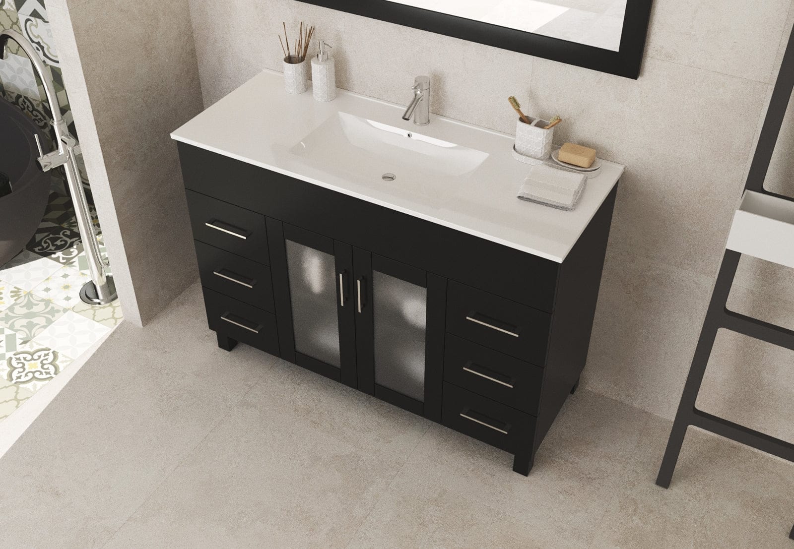 Laviva 31321529-48E-CB Laviva Nova 48" Espresso Bathroom Vanity with White Ceramic Basin Countertop 31321529-48E-CB