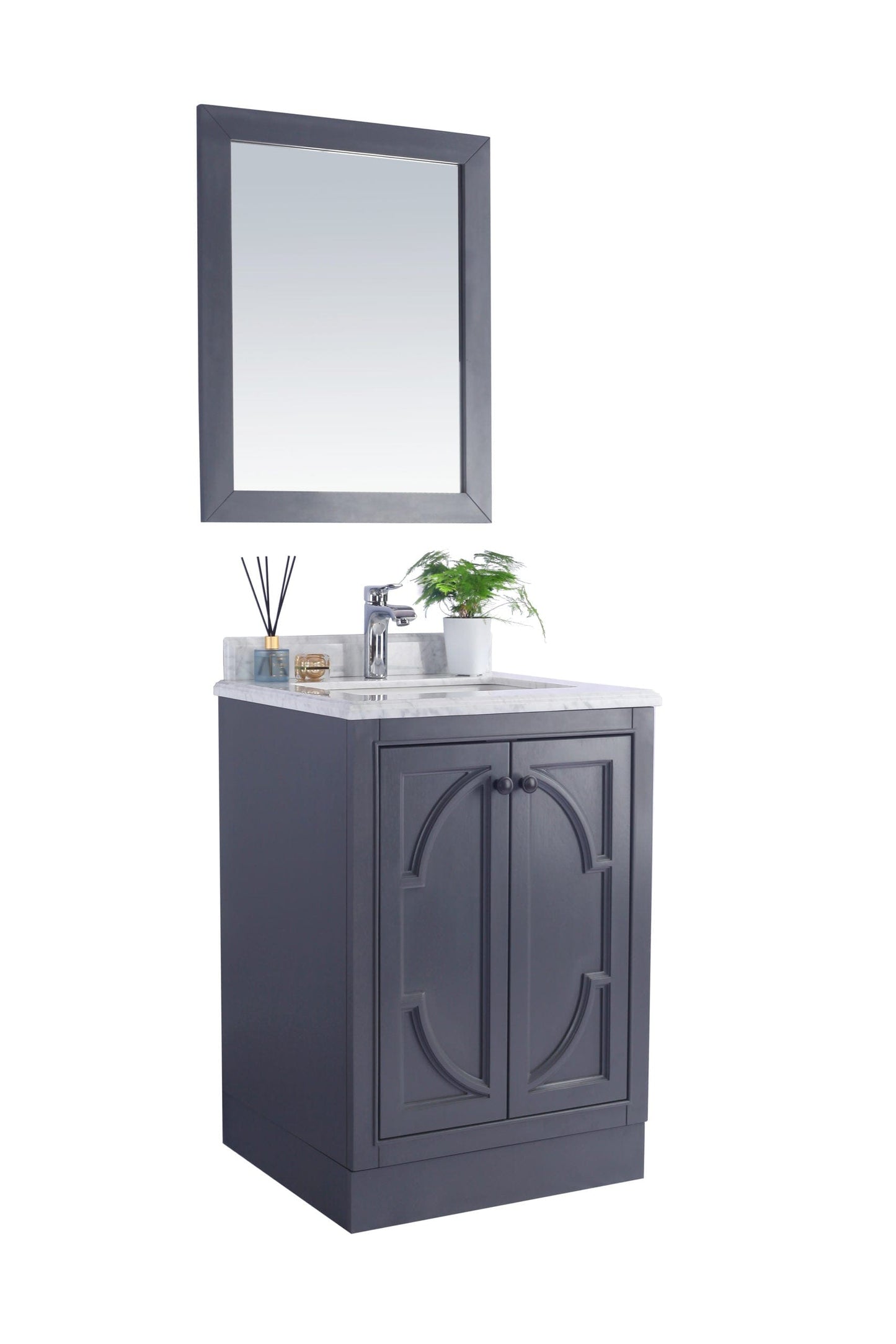 Laviva 313613-24G-BW Laviva Odyssey 24" Maple Gray Bathroom Vanity with Black Wood Marble Countertop 313613-24G-BW