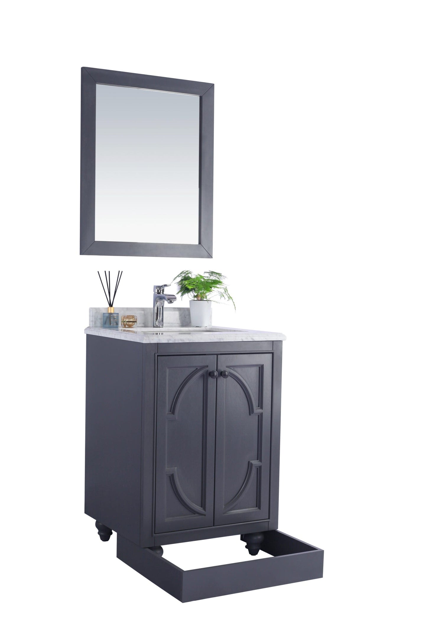 Laviva 313613-24G-BW Laviva Odyssey 24" Maple Gray Bathroom Vanity with Black Wood Marble Countertop 313613-24G-BW