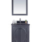 Laviva 313613-24G-BW Laviva Odyssey 24" Maple Gray Bathroom Vanity with Black Wood Marble Countertop 313613-24G-BW