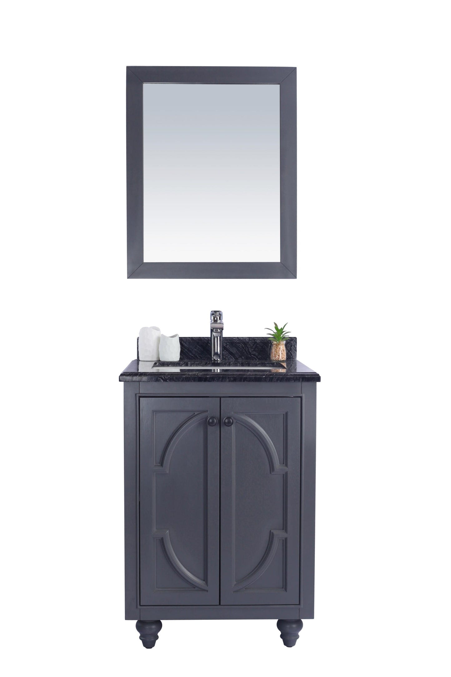 Laviva 313613-24G-BW Laviva Odyssey 24" Maple Gray Bathroom Vanity with Black Wood Marble Countertop 313613-24G-BW