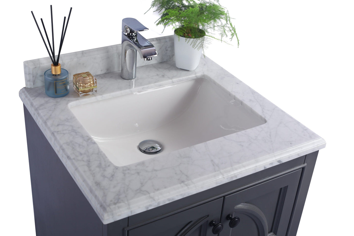 Laviva 313613-24G-WC Laviva Odyssey 24" Maple Gray Bathroom Vanity with White Carrara Marble Countertop 313613-24G-WC