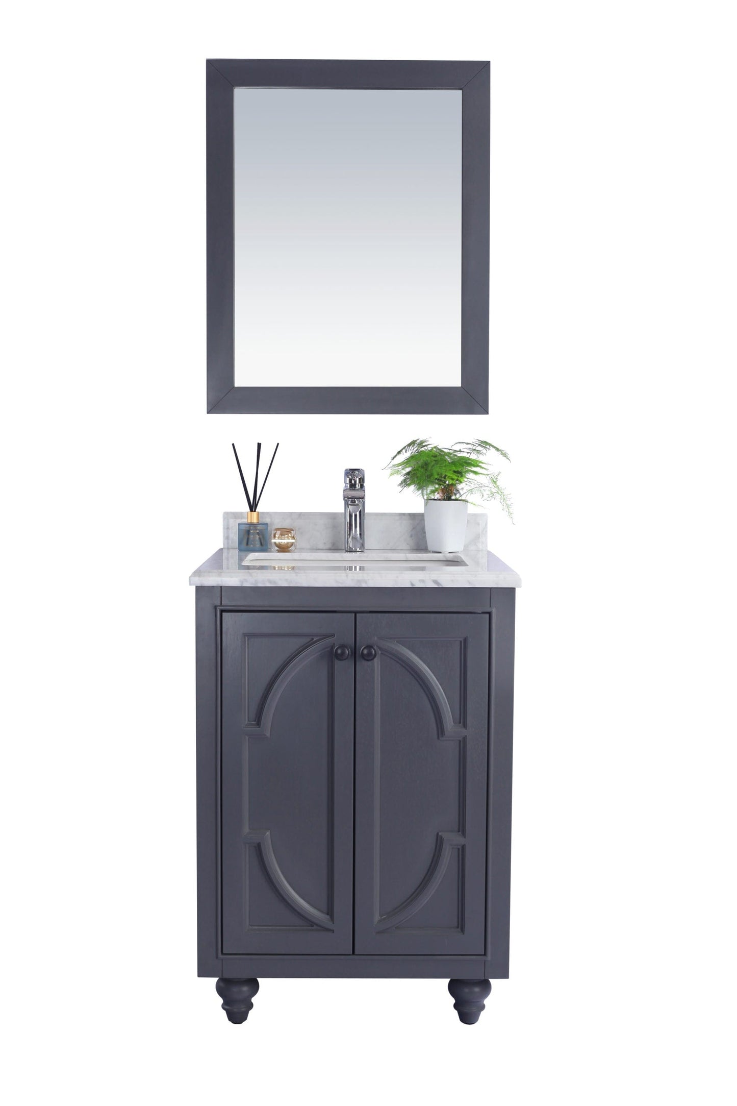 Laviva 313613-24G-WC Laviva Odyssey 24" Maple Gray Bathroom Vanity with White Carrara Marble Countertop 313613-24G-WC