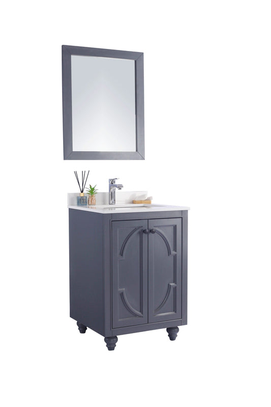 Laviva 313613-24G-WQ Laviva Odyssey 24" Maple Gray Bathroom Vanity with White Quartz Countertop 313613-24G-WQ