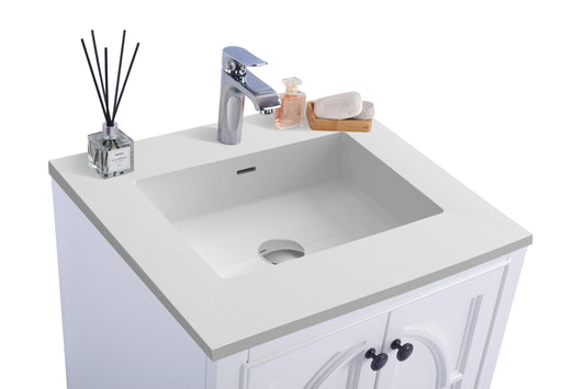 Laviva 313613-24W-MW Laviva Odyssey 24" White Bathroom Vanity with Matte White VIVA Stone Solid Surface Countertop 313613-24W-MW