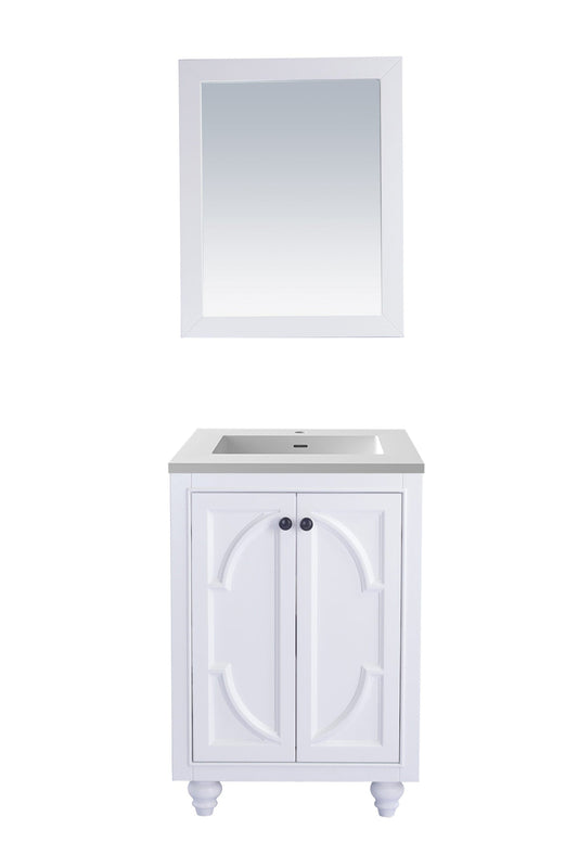 Laviva 313613-24W-MW Laviva Odyssey 24" White Bathroom Vanity with Matte White VIVA Stone Solid Surface Countertop 313613-24W-MW