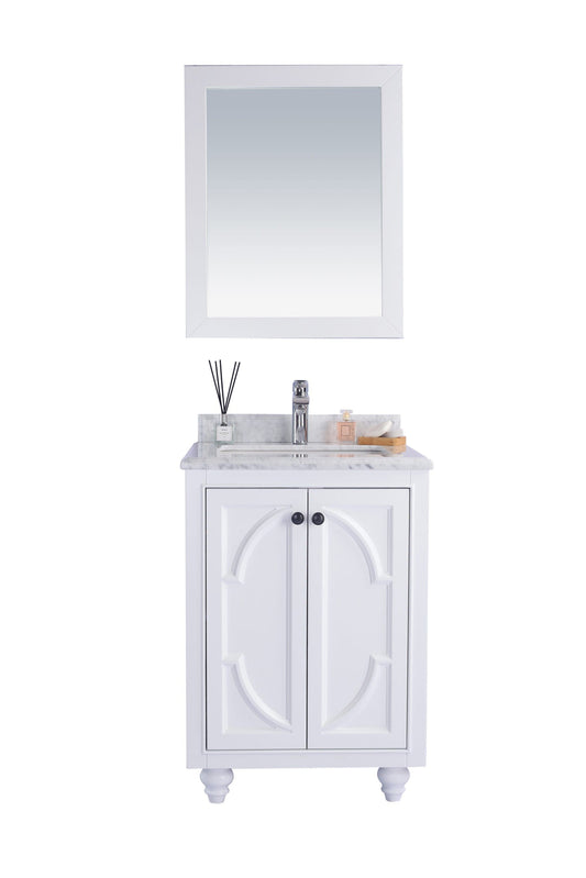 Laviva 313613-24W-WC Laviva Odyssey 24" White Bathroom Vanity with White Carrara Marble Countertop 313613-24W-WC