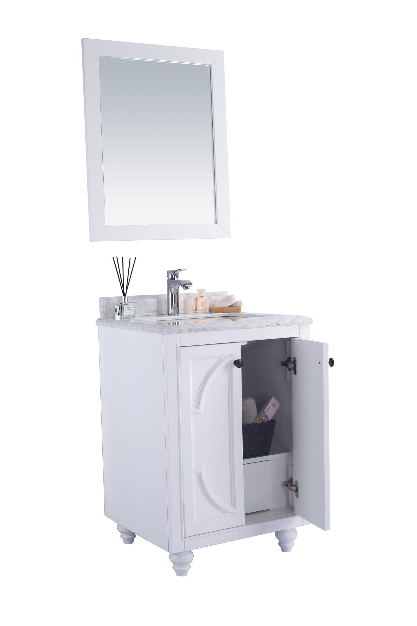 Laviva 313613-24W-WC Laviva Odyssey 24" White Bathroom Vanity with White Carrara Marble Countertop 313613-24W-WC