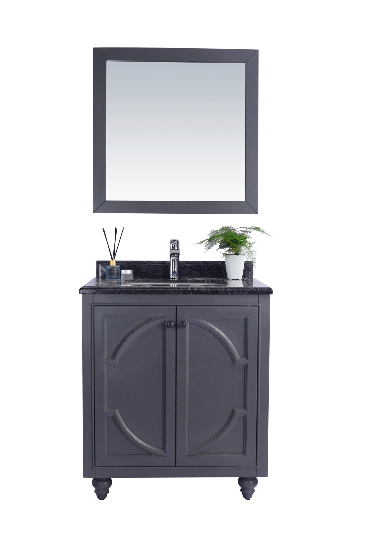 Laviva 313613-30G-BW Laviva Odyssey 30" Maple Gray Bathroom Vanity with Black Wood Marble Countertop 313613-30G-BW