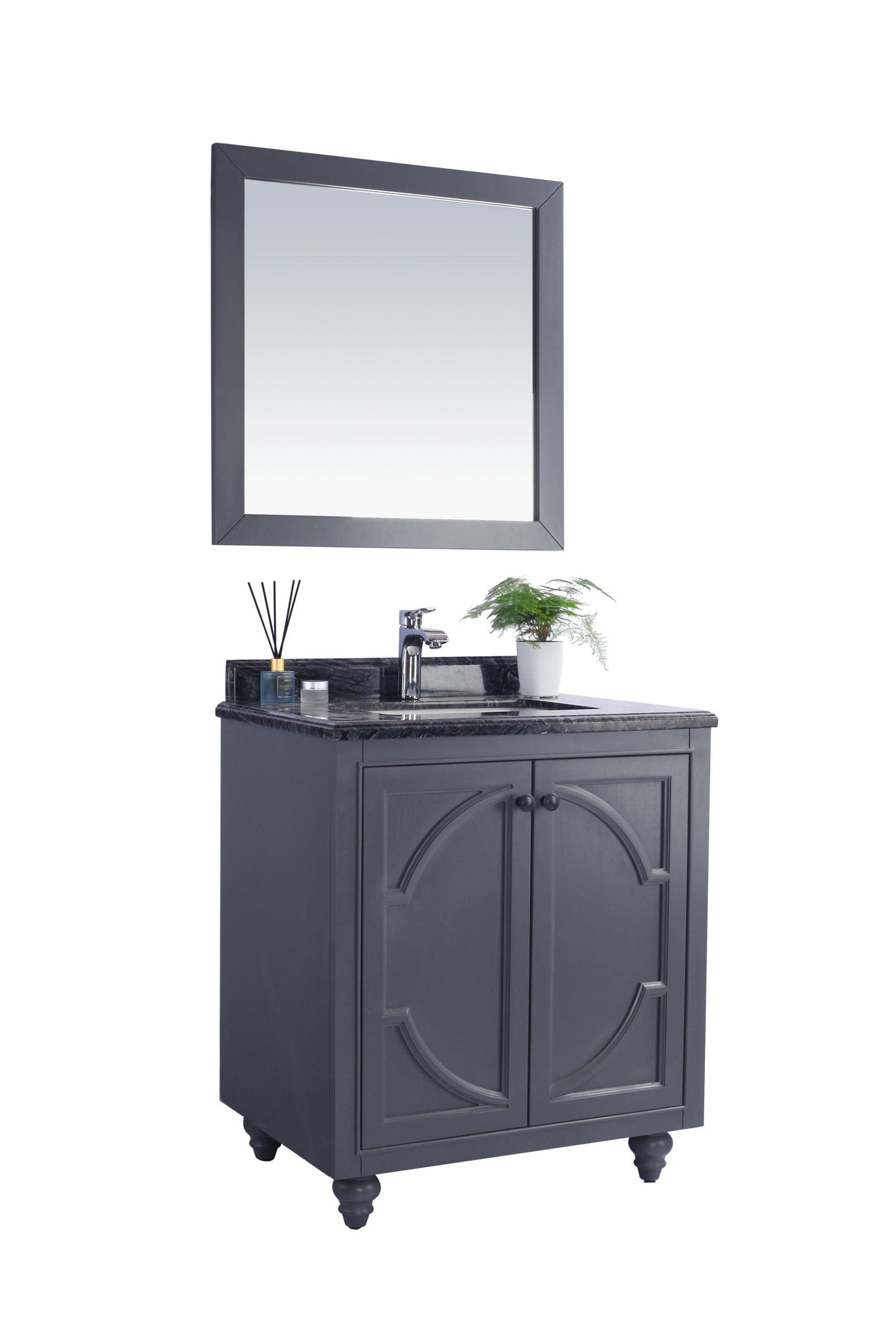 Laviva 313613-30G-BW Laviva Odyssey 30" Maple Gray Bathroom Vanity with Black Wood Marble Countertop 313613-30G-BW