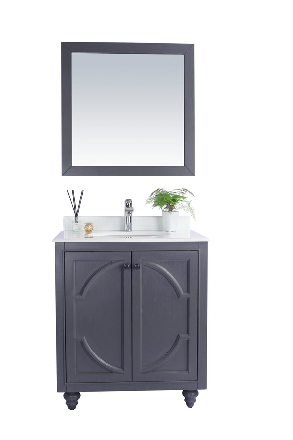 Laviva 313613-30G-PW Laviva Odyssey 30 Maple Gray Bathroom Vanity with Pure White Phoenix Stone Countertop 313613-30G-PW