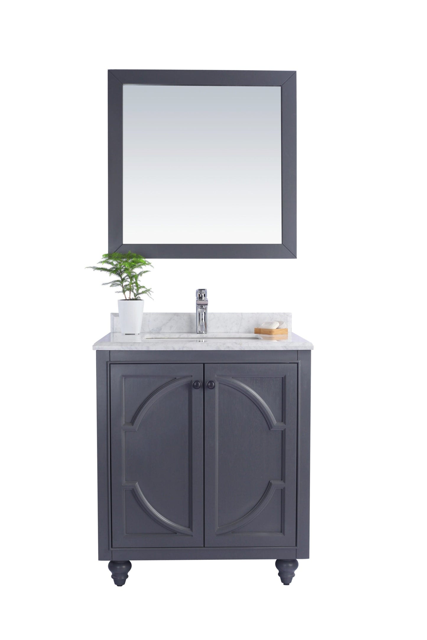 Laviva 313613-30G-WC Laviva Odyssey 30" Maple Gray Bathroom Vanity with White Carrara Marble Countertop 313613-30G-WC