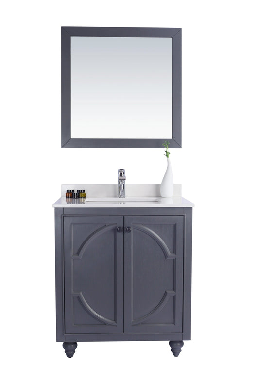 Laviva 313613-30G-WQ Laviva Odyssey 30" Maple Gray Bathroom Vanity with White Quartz Countertop 313613-30G-WQ