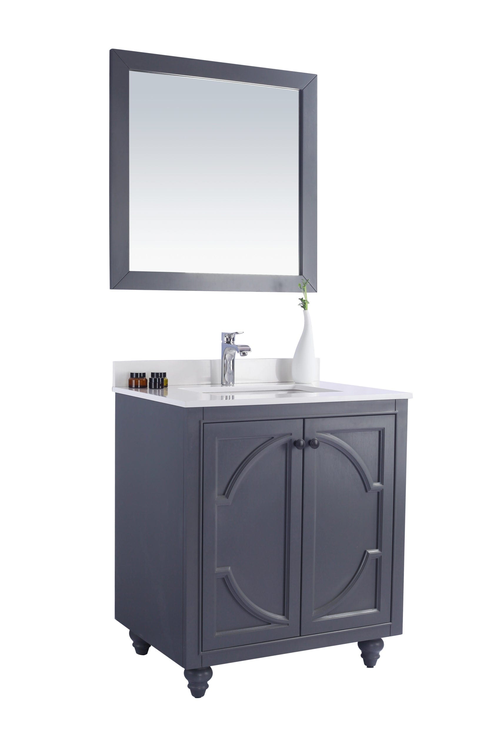 Laviva 313613-30G-WQ Laviva Odyssey 30" Maple Gray Bathroom Vanity with White Quartz Countertop 313613-30G-WQ