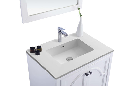 Laviva 313613-30W-MW Laviva Odyssey 30" White Bathroom Vanity with Matte White VIVA Stone Solid Surface Countertop 313613-30W-MW