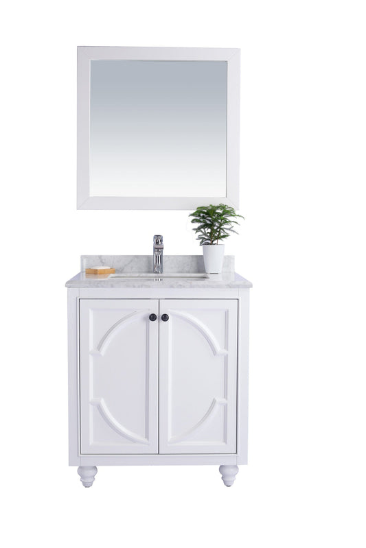 Laviva 313613-30W-WC Laviva Odyssey 30" White Bathroom Vanity with White Carrara Marble Countertop 313613-30W-WC