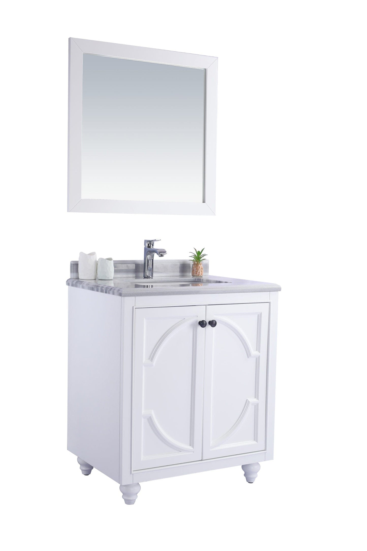 Laviva 313613-30W-WS Laviva Odyssey 30" White Bathroom Vanity with White Stripes Marble Countertop 313613-30W-WS