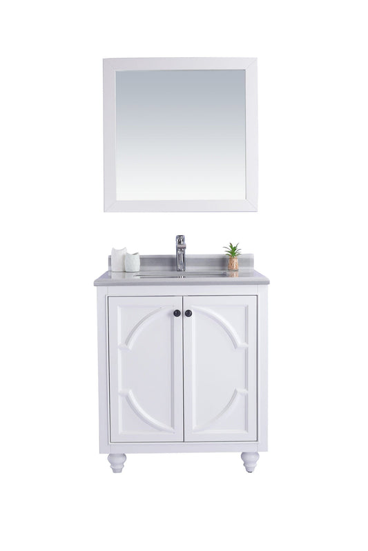 Laviva 313613-30W-WS Laviva Odyssey 30" White Bathroom Vanity with White Stripes Marble Countertop 313613-30W-WS