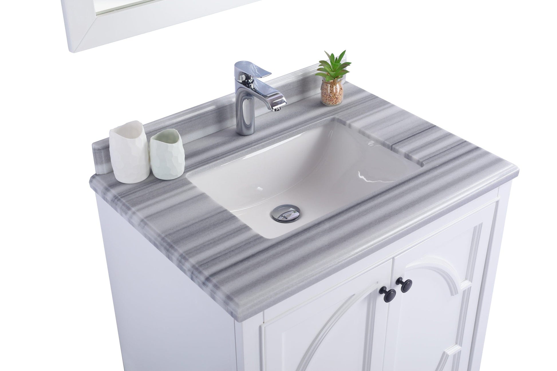 Laviva 313613-30W-WS Laviva Odyssey 30" White Bathroom Vanity with White Stripes Marble Countertop 313613-30W-WS