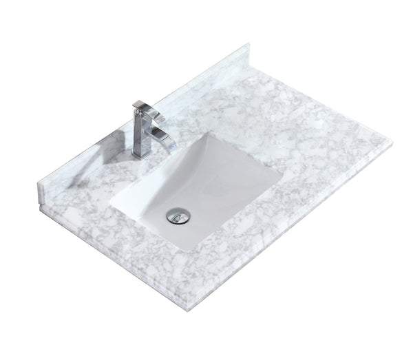 Laviva 313613-36-WC Laviva Odyssey 36 Single Hole White Carrara Marble Countertop with Left Offset Rectangular Ceramic Sink 313613-36-WC